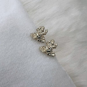 14k 3D Frog Earrings, Frog Studs
