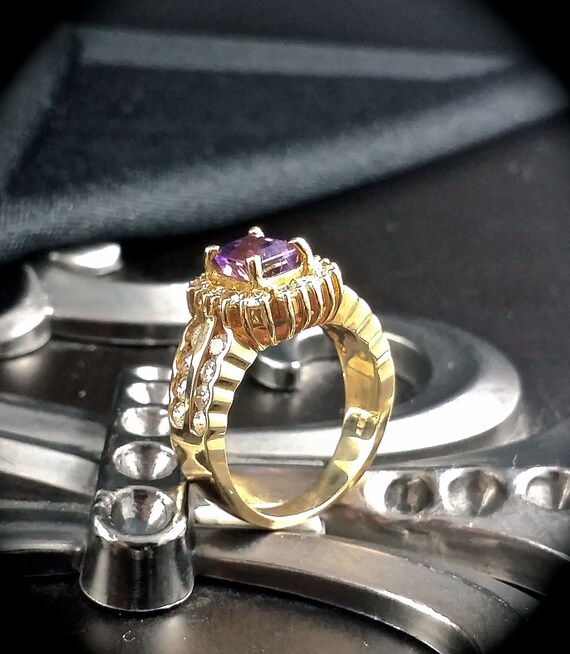 14k Vintage Amethyst Ring With Diamonds, .86 Cara… - image 5