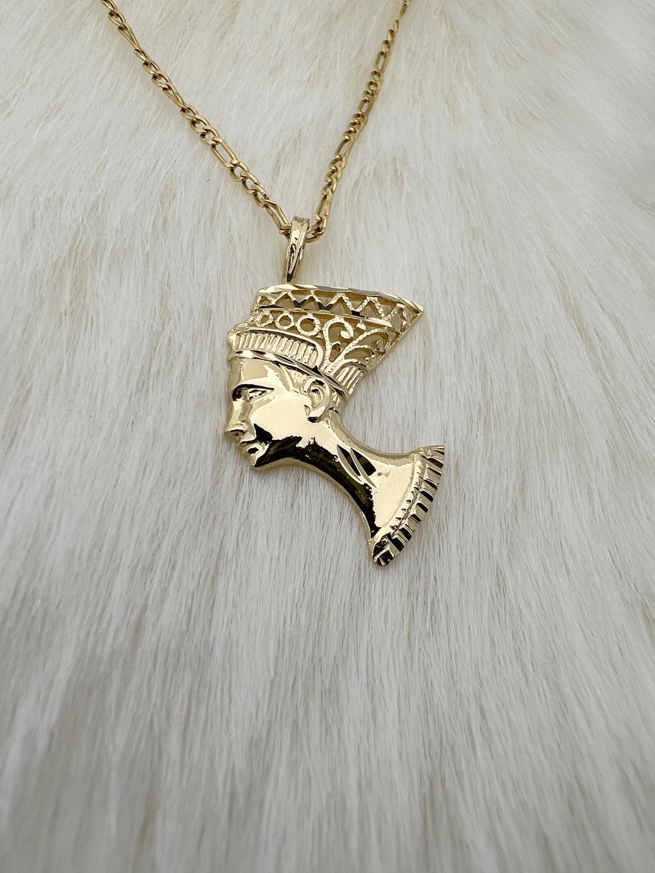 Buy 10k Nefertiti Online In India - Etsy India 10k yellow Gold tiny Egyptian queen Nefertiti head Pendant 1.5\