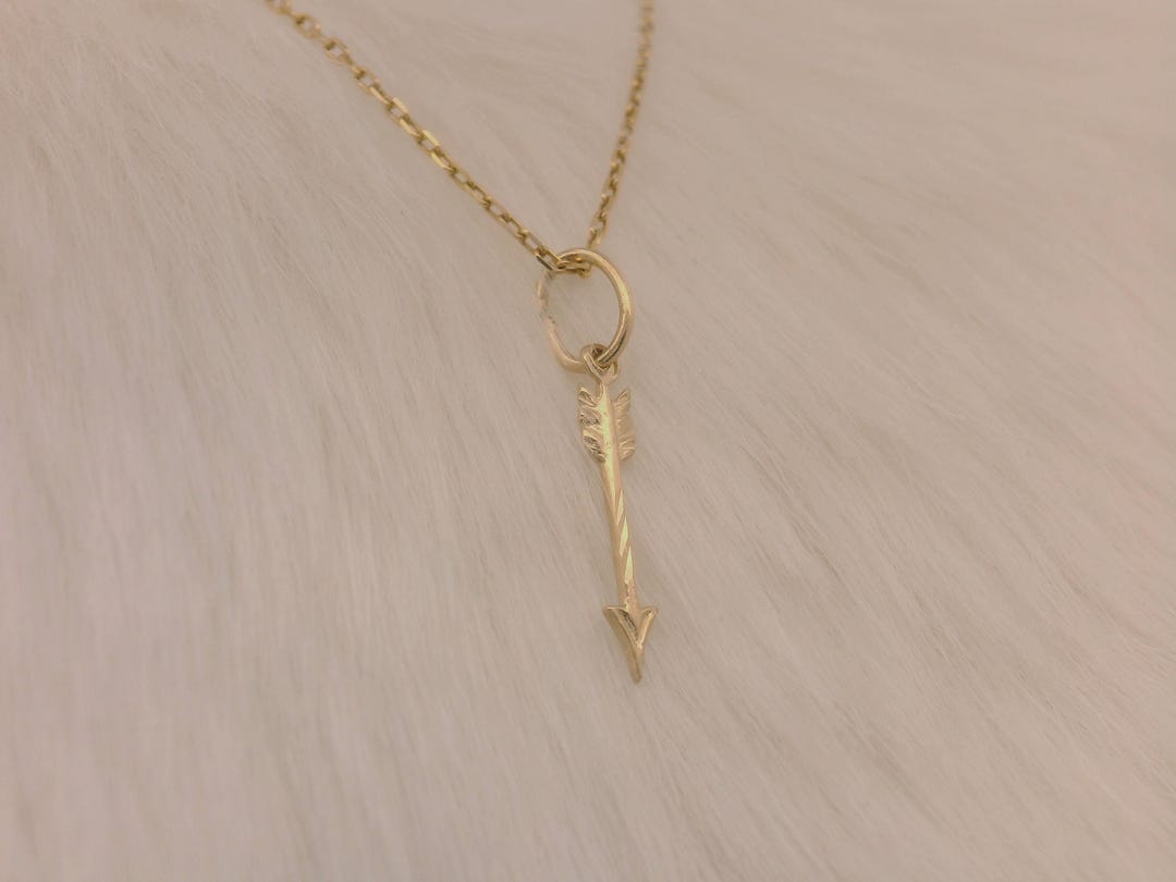 Harris Reed Arrows 14k Arrow Charm, TINY Gold Spear Pendant Necklace, Projectile Dart Bow ...