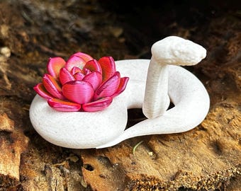 Ball python “Stone and flower” figurine large