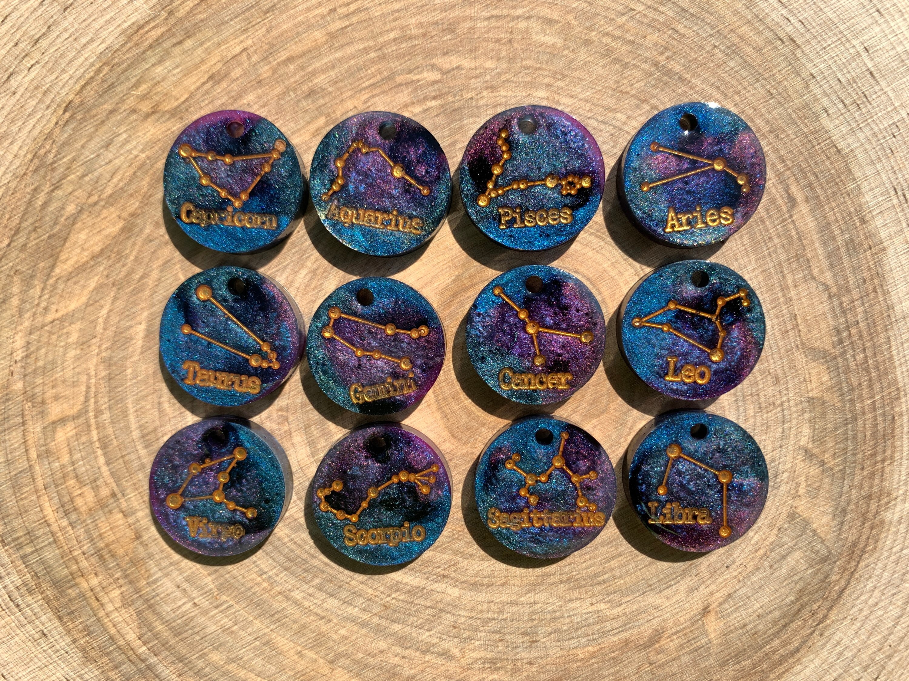 Resin Zodiac Pendants Etsy