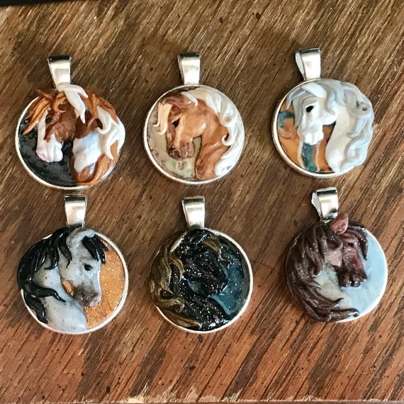 Polymer Clay Horse Pendant Etsy