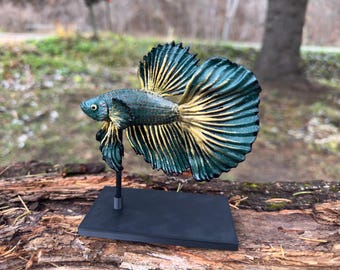 Green fantasy style betta figurine