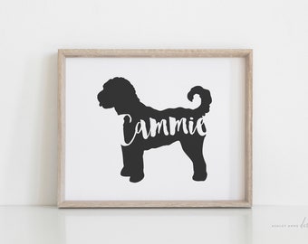 Labradoodle Gifts, Labradoodle Print, Labradoodle Mom, Labradoodle Art Print, Labradoodle Wall Decor, Personalized Dog Silhouette