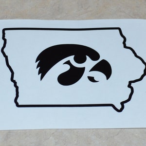 Iowa Hawkeyes Vinyl Decal in Shape of State of Iowa, University of Iowa, Tigerhawks Basketball Football