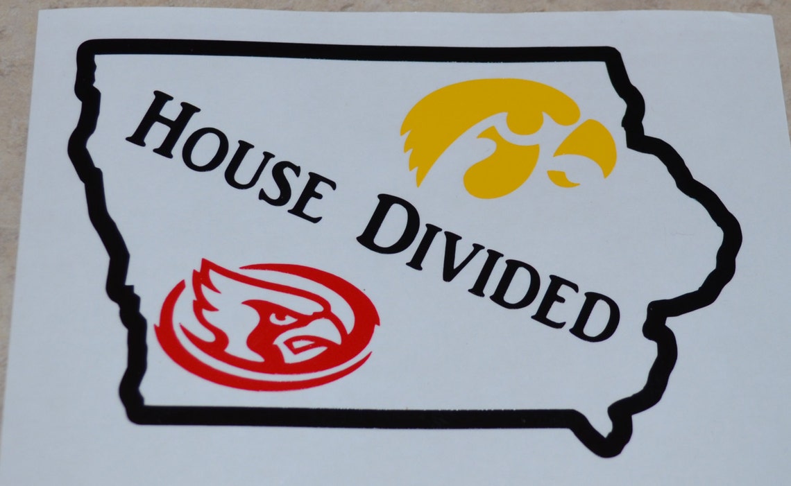 House Divided Iowa Hawkeye and Iowa State Cyclones Vinyl Decal Etsy