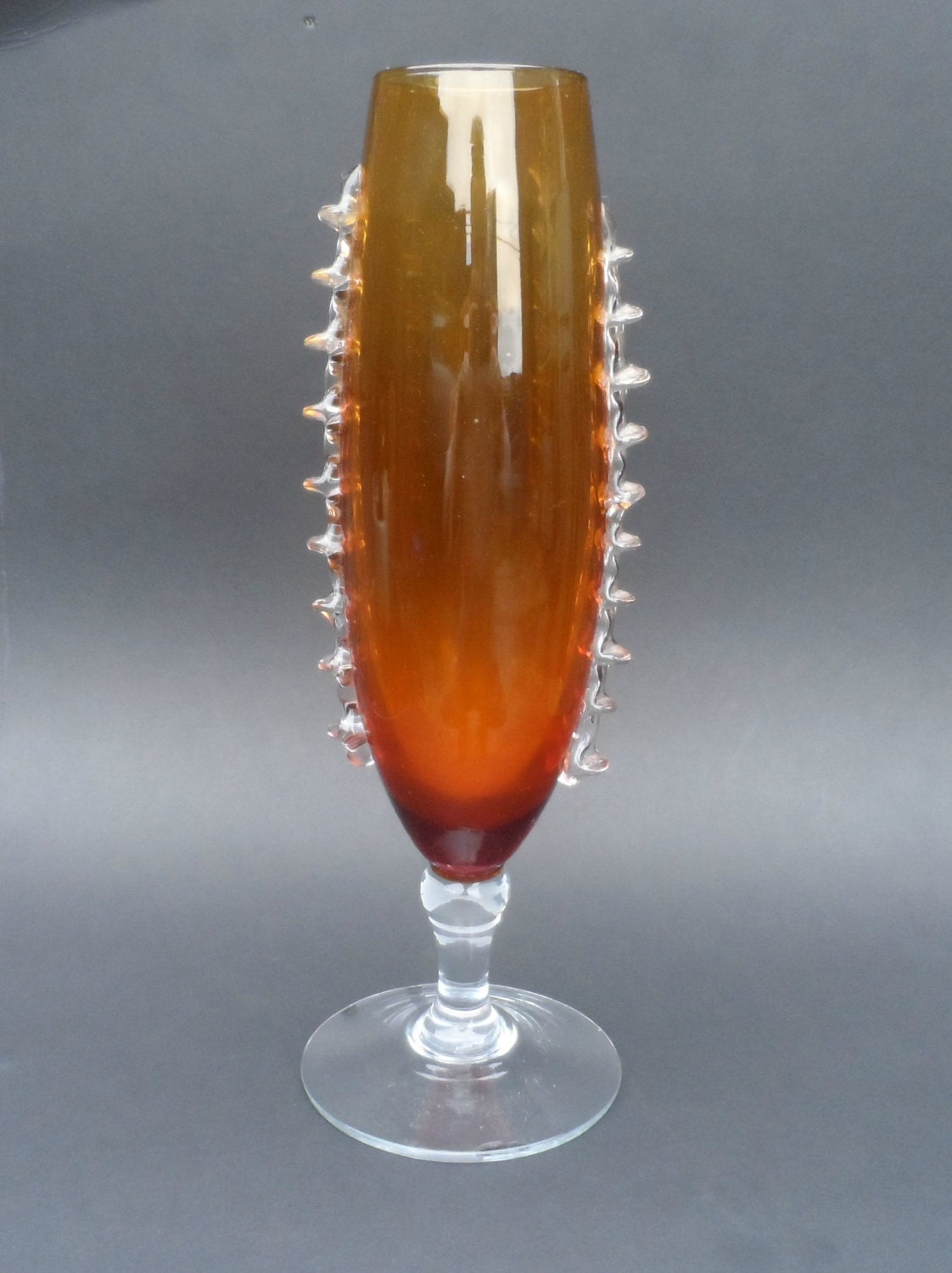 Vintage Murano glass vase amber Italian glass vase Mid Etsy