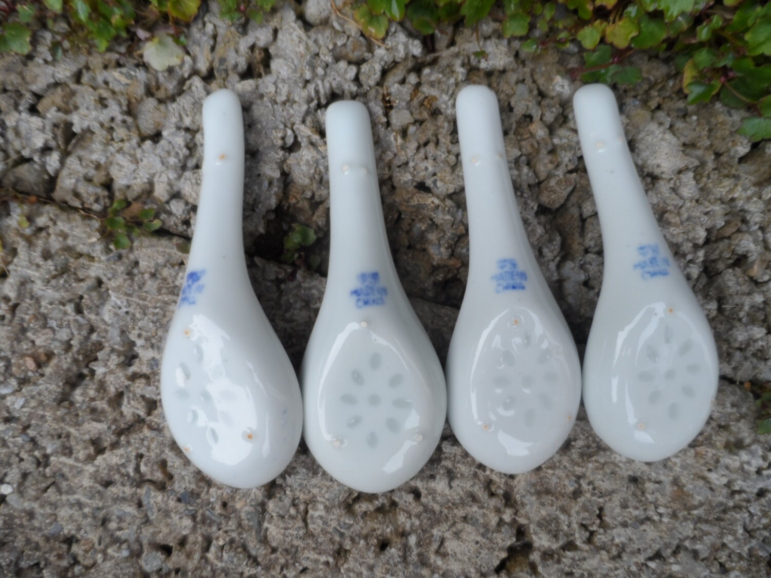 Vintage Chinese porcelain spoons set of 4 vintage rice grain Etsy