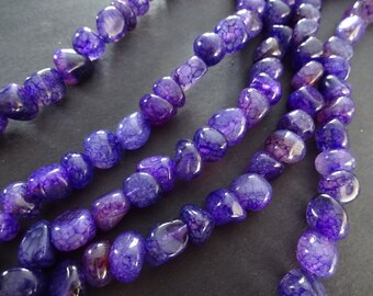 10mm 1V-16 15 Blue Glass Beads with Dark Blue Veins