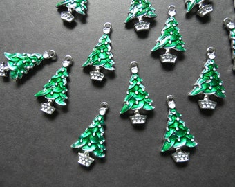 12 Pcs Tibetan Silver Christmas Tree Charms Xmas Pendant Festive E133