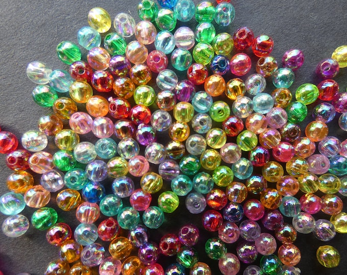 Round 8mm 100 Colourful Acrylic Beads Mixed Colours Hole: 1.5mm;