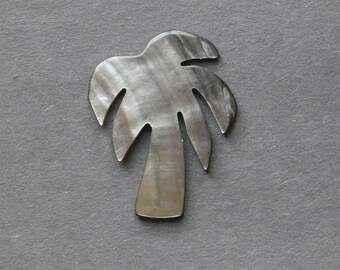 39x30mm Natural Black Lip Shell Cabochon, Coconut Tree Cabochon, One of a Kind, Black Lip Shell Tree, Iridescent Cabochon,Coconut Tree Charm