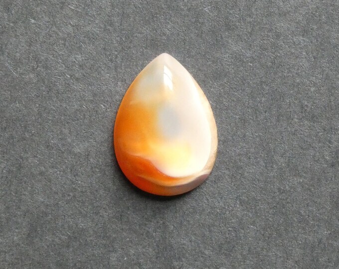 25x18mm Natural Striped Agate Cabochon, Teardrop, Orange, Dyed, Gemstone Cabochon, One of a Kind, Banded Agate Cabochon, Unique Agate Cab