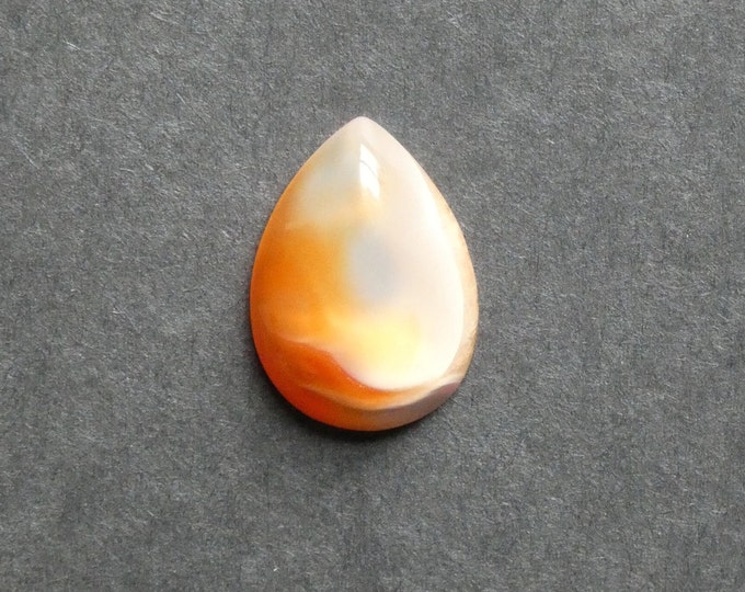 25x18mm Natural Striped Agate Cabochon, Teardrop, Orange, Dyed, Gemstone Cabochon, One of a Kind, Banded Agate Cabochon, Unique Agate Cab
