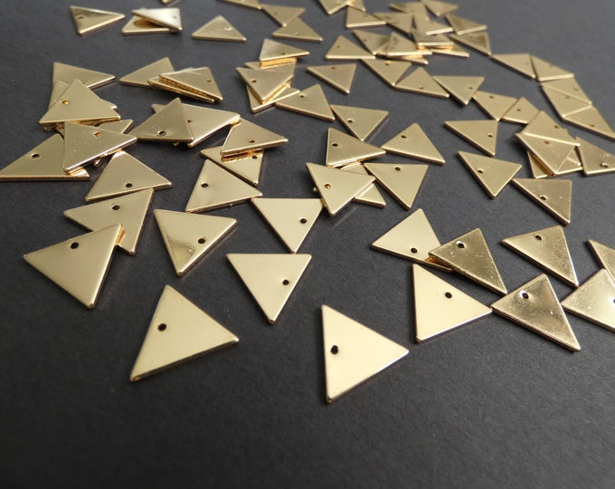 14x12mm Alloy Metal Triangle Charm, Shiny Metallic Light Gold Color, Triangle Pendant, Basic Jewelry Tag Charms, 1mm Hole, Lightweight