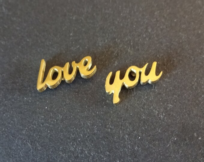 Stainless Steel Love Word Stud Earrings, Hypoallergenic, Gold Color, Set Of Earrings, Women's Studs, Love Theme, Love You Earrings