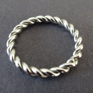 Stainless Steel Spiral Ring, Twisted Braided Band, US Sizes 5-12, Silver Color, Handcrafted Steel Ring, Unisex, Rope Design, Spiral Band