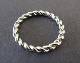 Stainless Steel Spiral Ring, Twisted Braided Band, US Sizes 5-12, Silver Color, Handcrafted Steel Ring, Unisex, Rope Design, Spiral Band