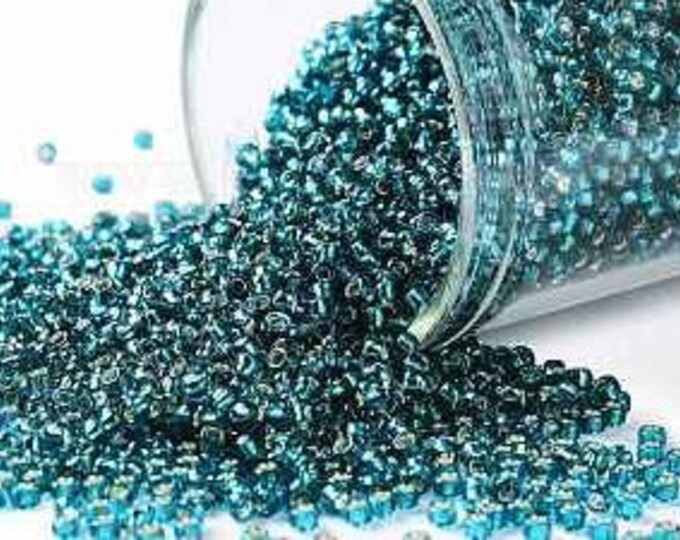 15/0 Toho Seed Beads, Silver Lined Teal (27BD), 10 grams, About 3000 Round Seed Beads, 1.5mm with .7mm Hole, Silver Lined Finish