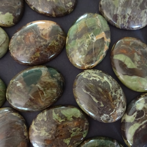 40x30mm Natural Jasper Cabochon, Beige Brown & Green, Oval Swirled Stone, Polished Gem, Natural Gemstone, Neutrals, Extra Large Jasper Stone