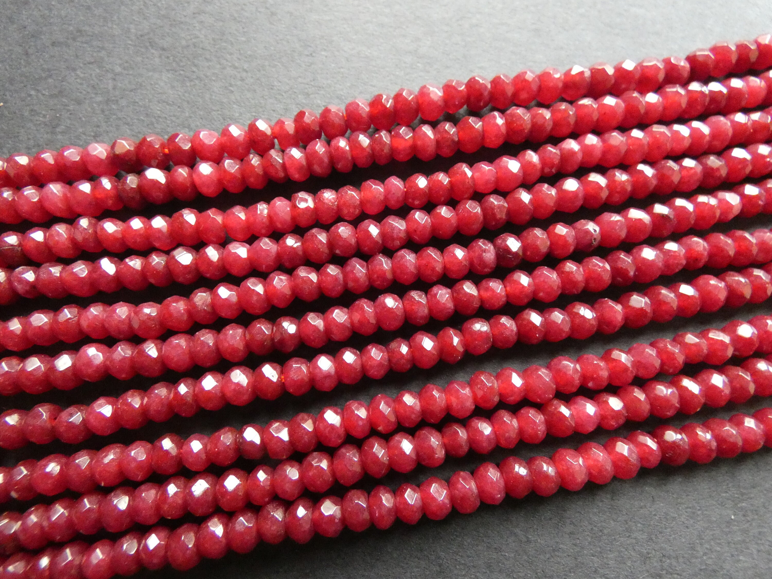 15 Inch 4x2mm Natural Malaysia Jade Bead Strand, Dyed, 144 Faceted