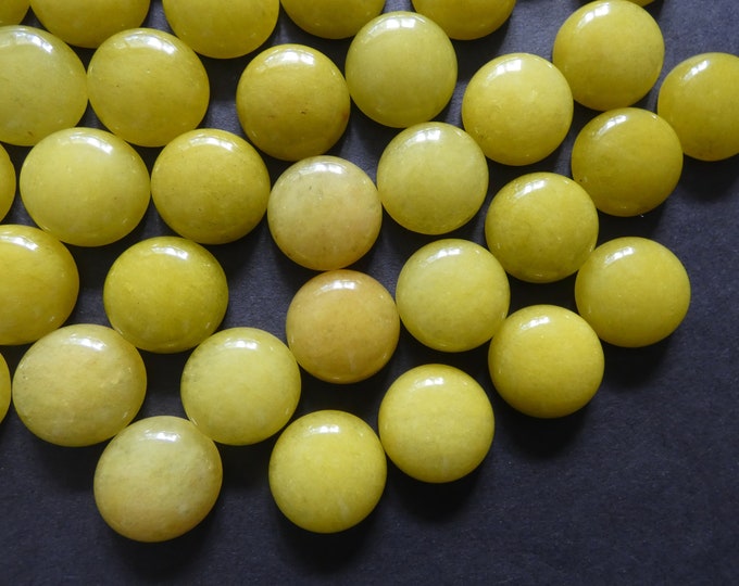 16mm Natural Lemon Jade Gemstone Cabochon, Dyed, Round Cabochon, Half Dome, Polished Stone, Yellow Cabochon, Natural Stone, Jade Stone Cab