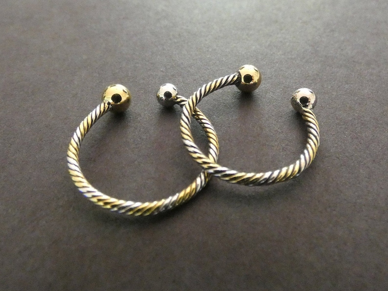 Adjustable Silver Band Jewelry For Her Two Tone Thai Sterling Silver Ring Silver and Gold Colors Twisted Pattern Link Cuff Ring