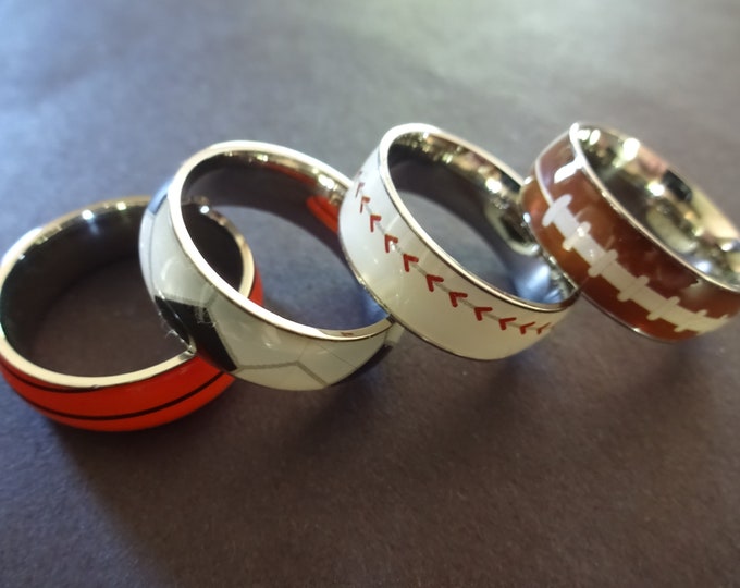 Stainless Steel Sports Ring, Soccer Ring, Football Ring, Baseball Ring, Basketball Ring, Stainless Steel Sports Band, Sports Design