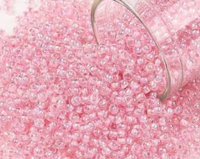 11/0 Toho Seed Beads, AB Crystal / Bubblegum Lined (780), 10 grams, About 1100 Round Seed Beads, 2x1.5mm with .5mm Hole, Inside Color Finish