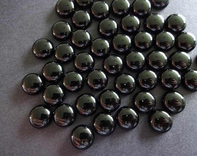 10x5mm Natural Black Stone Cabochon, Round Cabochon, Polished Gem, Natural Stone, Dome Gemstone Focal, Classic Solid Black Color, Button