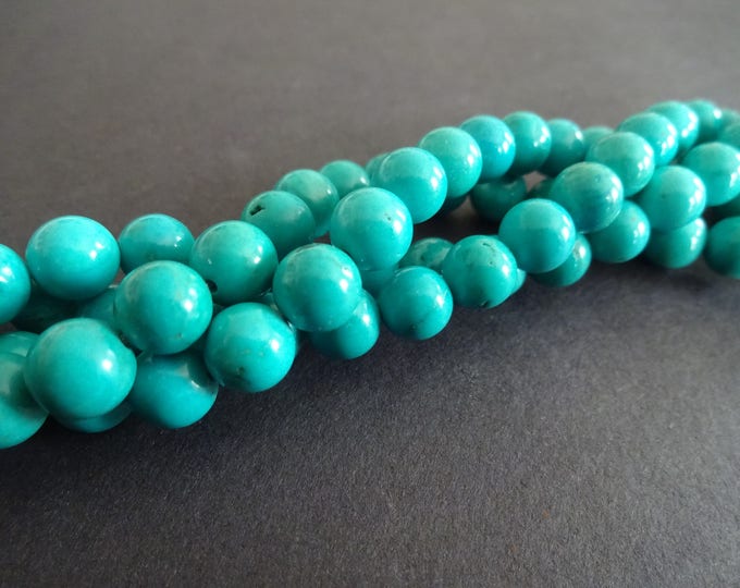8mm Dyed & Natural Howlite Ball Beads, About 50 Beads Per 15.5 Inch Strand, Polished, Round Ball Bead, Turquoise Color, Howlite Beads