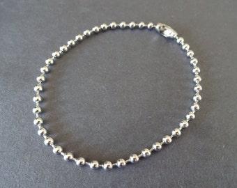 Stainless Steel Ball Chain Bracelet With Clasp, 7 3/8 Inch, Silver Color, Connector Clasp, Minimalist, Add Your Own Charms! Ready To Wear