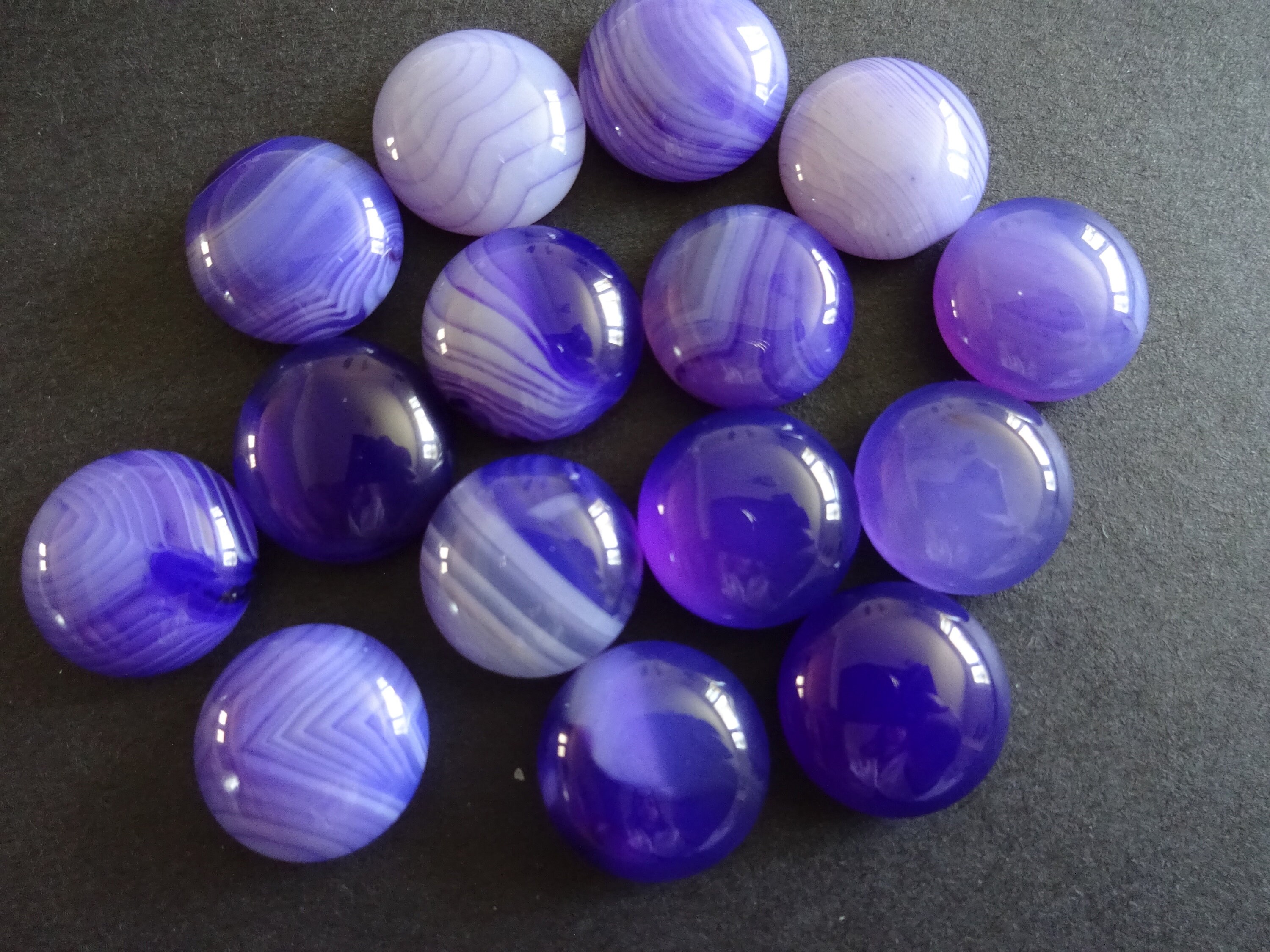 14mm Natural Striped Agate Gemstone Cabochon, Dyed Round Cabochon