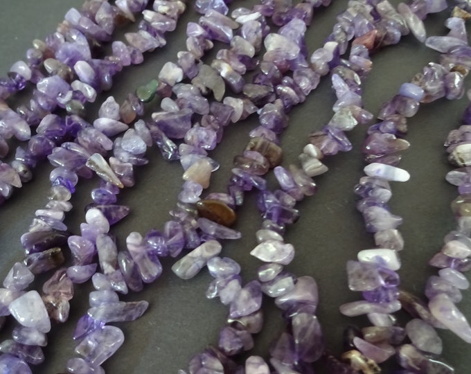 31.5 Inch 5-8mm Natural Amethyst Bead Strand, About 200+ Stones, Deep Purple, Natural Nugget Stone, Drilled Amethyst Chip Stone, Polished