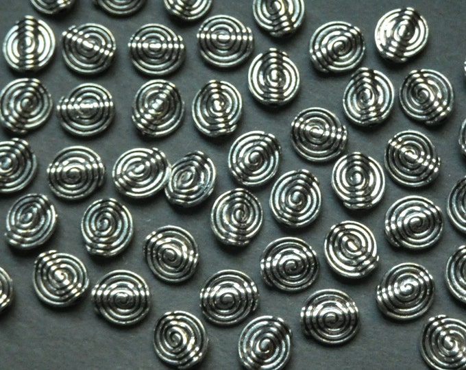 50 PACK of 11.5mm Flat Round Beads, Tibetan Style Metal Bead, Metal Flat Round Bead, Silver Flat Round Beads, Flat Metal Beads, Round Spacer