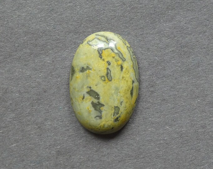 30x20x7mm Natural Ripple Jasper Cabochon, Gemstone Cabochon, Yellow, Dyed, Large Oval, One of a Kind, Only One Available, Jasper Cabochon