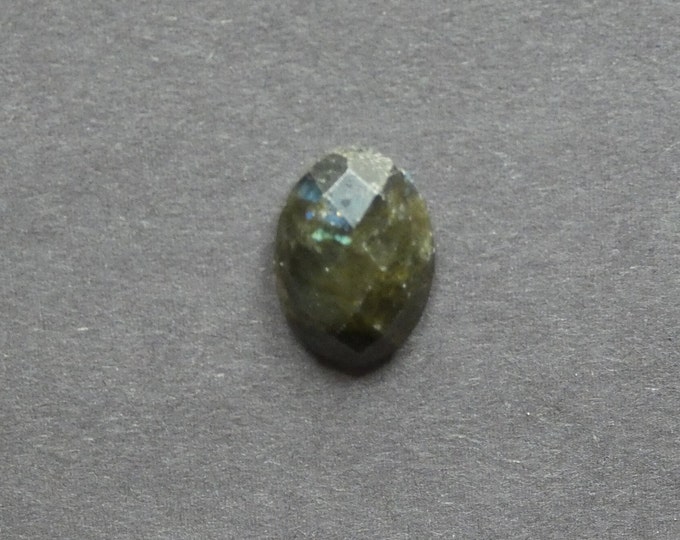 18x13x6mm Natural Labradorite Cabochon, Faceted Cab, Oval, One of a Kind, Gemstone Cabochon, Unique Labradorite Stone, Only One Available