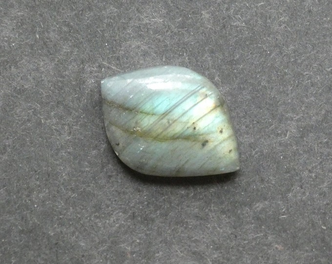 28x19mm Natural Labradorite Cabochon, Gemstone Cabochon, One of a Kind, Gray, Labradorite Leaf Cab, Only One Available, Opalescent Stone