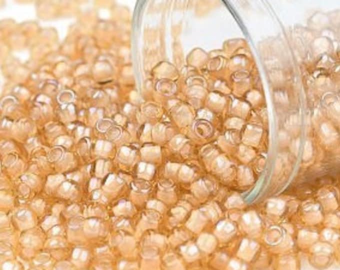 8/0 Toho Seed Beads, Snowflake Lined Peach Luster (391), 10 grams, About 222 Round Seed Beads, 3mm with 1mm Hole, Luster Finish