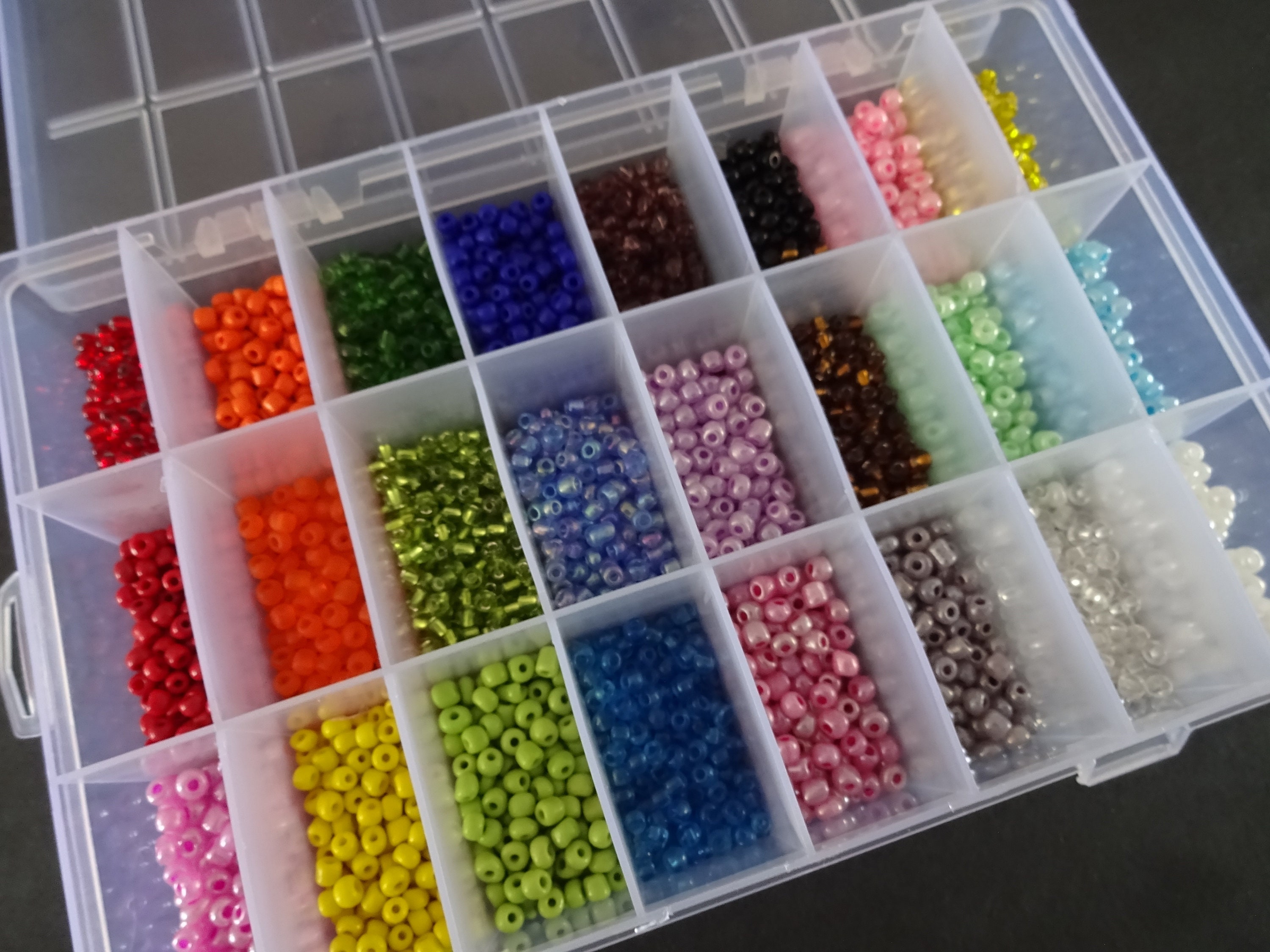 24 Color Glass Seed Bead Kit, Size 6/0, 4mm Glass Seed Bead Spacers, Mixed  Color Rainbow Seed Beads, With Organizer, Seed Bead Beginners Set 