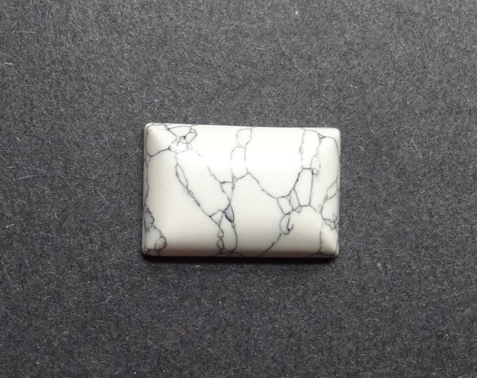 30x20 Natural Howlite Cabochon. Rectangle, White and Gray, One Of A Kind, As Seen In Image, Only One Available, White Howlite Stone Cabochon