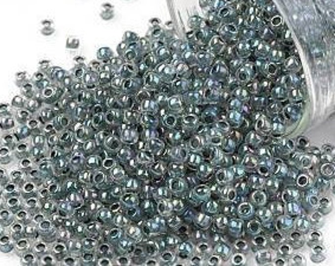 11/0 Toho Seed Beads, Crystal / Montana Blue Lined (773), 10 grams, About 1110 Round Seed Beads, 2.2mm with .8mm Hole, Inside Color Finish