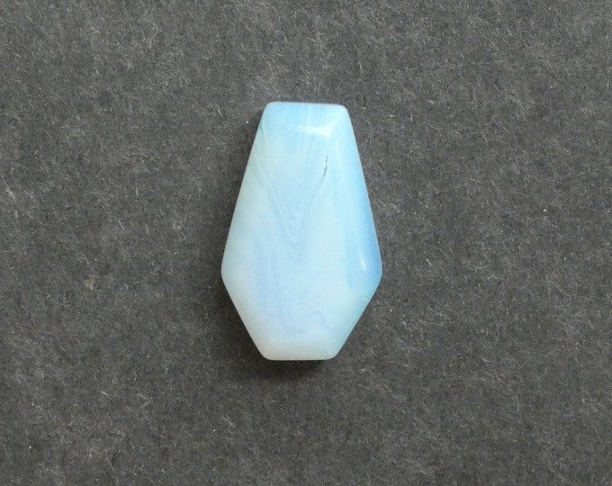 30x19mm Glass Opalite Cabochon, One of a Kind, Large Hexagon, White, Only One Available, Gemstone Cabochon, Iridescent Moonstone Cabochon