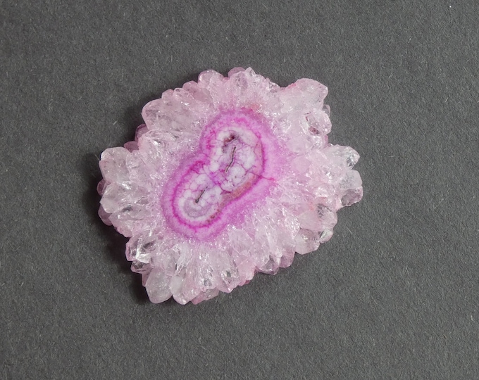 48x39mm Natural Solar Quartz Bead, Undrilled, Druzy Quartz Slice, for Wire Wrapped Pendant Making, Pink, One of a Kind,Druzy Quartz Nugget