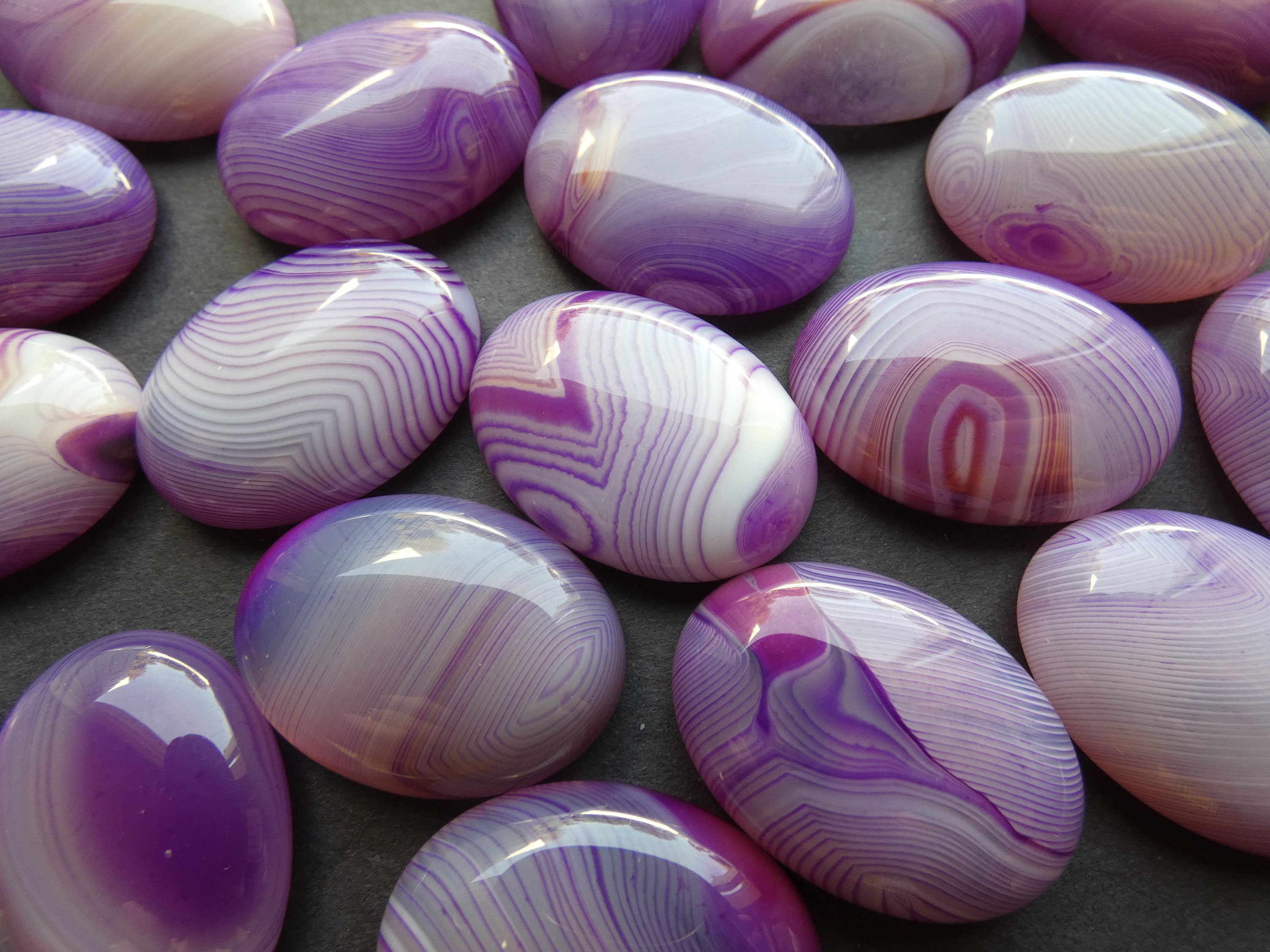 30x22x8.5mm Natural Striped Agate Gemstone Cabochon, Oval Cabochon ...