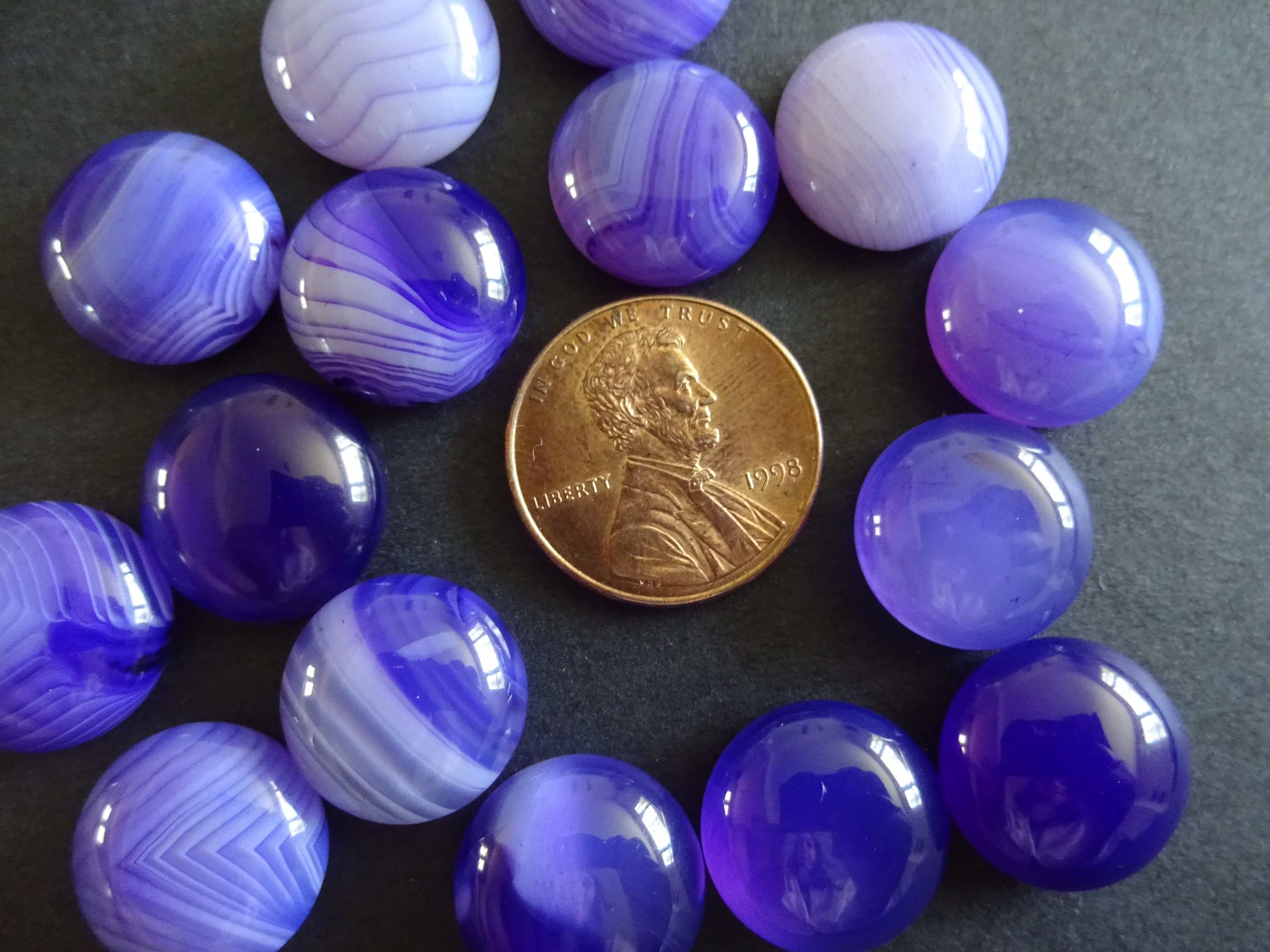 14mm Natural Striped Agate Gemstone Cabochon, Dyed Round Cabochon