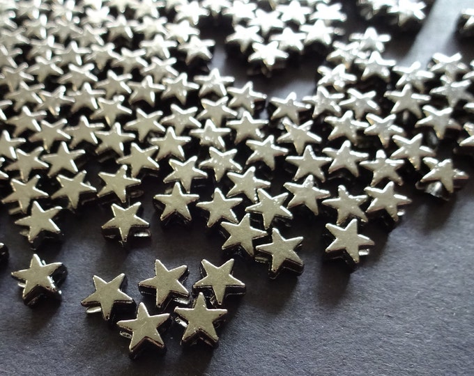 5x6mm Gunmetal Star Bead, Metal Spacer, Star Spacer, Small Metal Spacer, Antiqued Metal Silver Star, Jewelry Making Idea, 1.5mm Hole