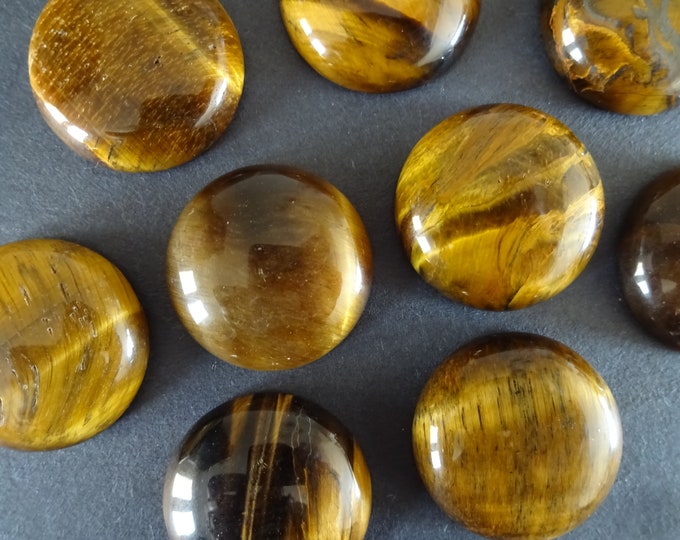 25mm Natural Tiger Eye Gemstone Cabochon, Round Cabochon, Polished Gem, Dome Cabochon, Natural Gemstone, Polished, Tiger's Eye, Tigereye