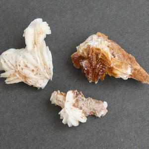 35-47mm 3 PACK Natural Barite with Vanadinite Cluster, One of a Kind 3 Pack, As Pictured Bladed Barite Cluster, Barite with Vanadinite